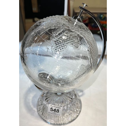 548 - Rare Waterford Crystal Globe of the World on Stand - Measures 12