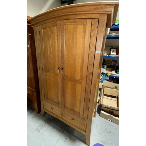 635 - Solid Oak 2 Door, 1 Drawer Wardrobe