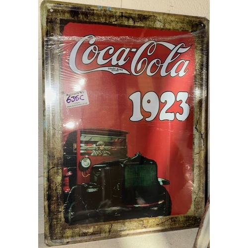 635C - Large Metal Coca Cola Sign - Approx 1' x 1'4 (sealed)