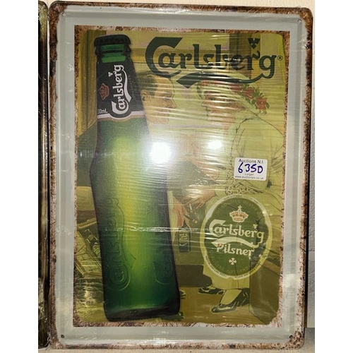 635D - Large Metal Carlsberg Sign - Approx 1' x 1'4 (sealed)