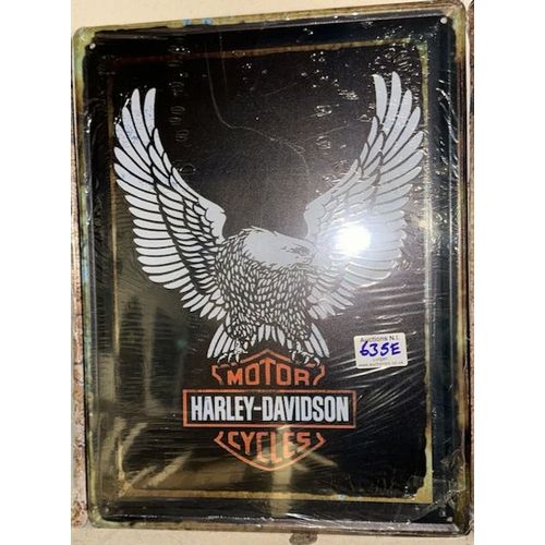 635E - Large Metal Harley Davidson Sign - Approx 1' x 1'4 (sealed)