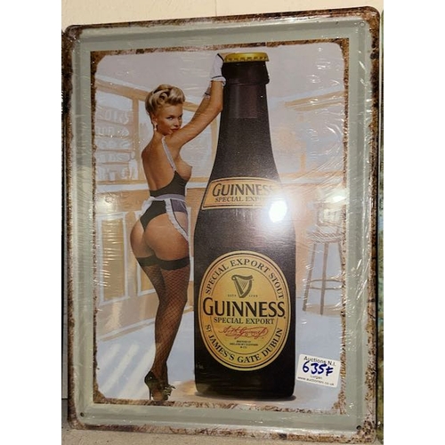 635F - Large Metal Guinness Sign - Approx 1' x 1'4 (sealed)