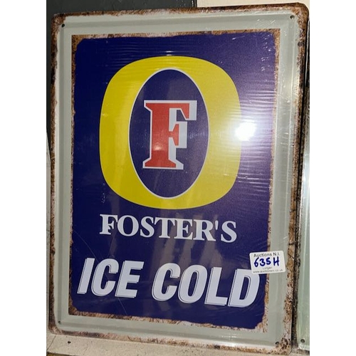 635H - Large Metal Fosters Sign - Approx 1' x 1'4 (sealed)