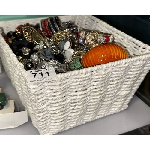 711 - Large Basket Of Costume Jewellery