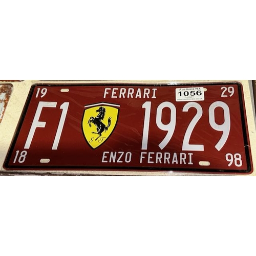 1056 - Sealed Metal Number Plate Sign -Ferrari - Approx 1' x 6