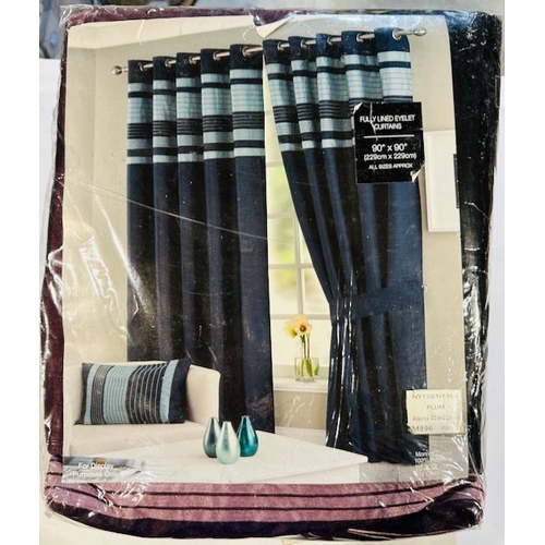 1073 - The Cleland Collection Luxury Ready Made Fully Lined Curtains Plum 90 x 90 - RRP £110