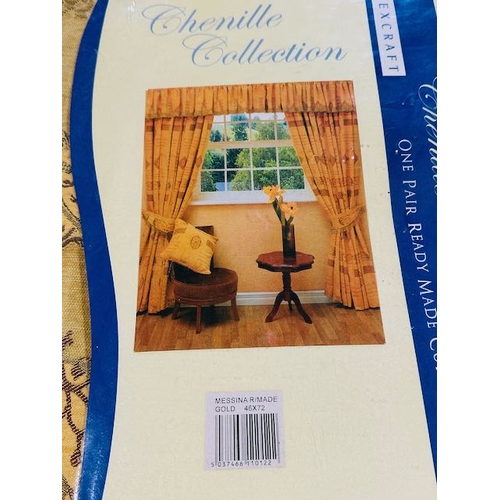 1101 - Chenille Collection Ready Made Curtains Gold 46 x 72