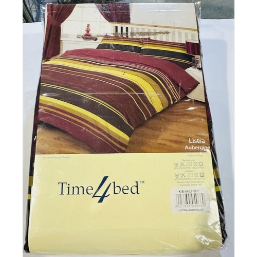 1109 - Time 4 Bed King Size Duvet Set - Listra Aubergine