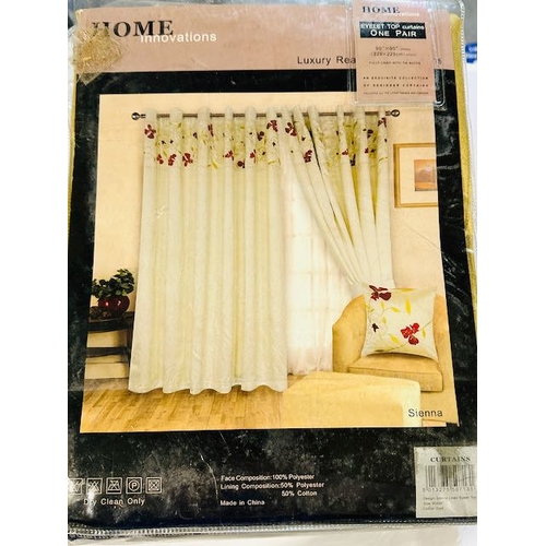 1125 - Home Innovations Luxury Readymade Eyelet Curtains - Fully Lined With Tiebacks 90 x 90