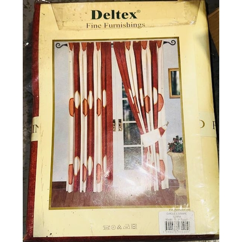 59 - Deltex Fine Furnishings Fully Lined 90 x 90 Curtains With Tie Backs - Circle & Stripe