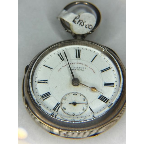 352 - The 'Express' English Lever J G Graves Sheffield Silver Pocket Watch