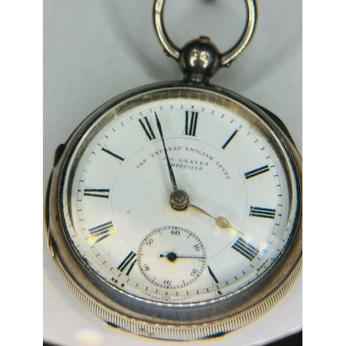 352 - The 'Express' English Lever J G Graves Sheffield Silver Pocket Watch