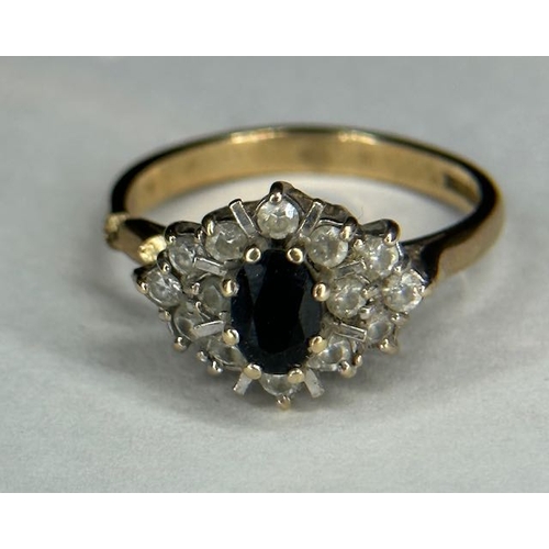 376 - 9ct Sapphire Cluster Ring (Band Split)