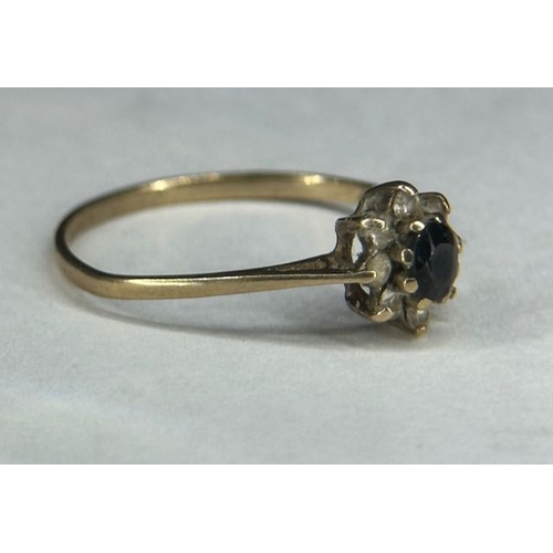 378 - 9ct Sapphire Cluster Ring (1 Stone Missing)