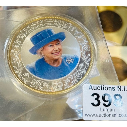 398 - Large Collectable Queen Elizabeth Birthday Jubilee Picture Coin with Cert Sealed in Wallet