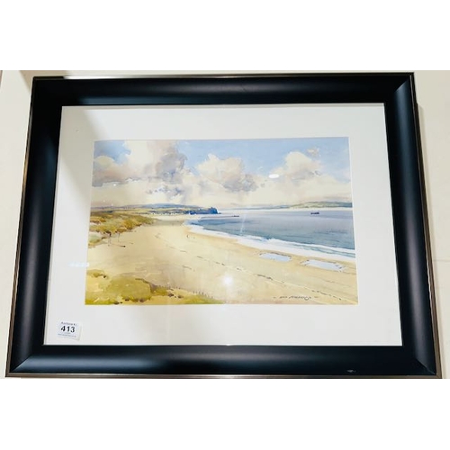 413 - Large Framed Sam Mc Larnon Watercolour - North Coast - 28x21