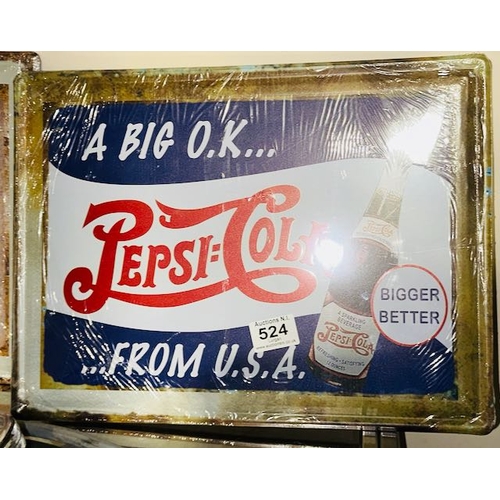 524 - Large Metal Pepsi Cola Sign