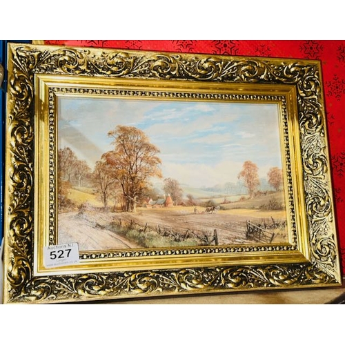 527 - Gilt Framed Ploughing Print