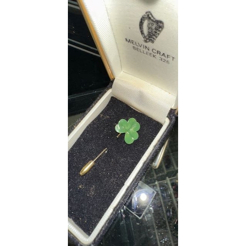 842 - Melvin Craft Belleek Shamrock Pin/Brooch