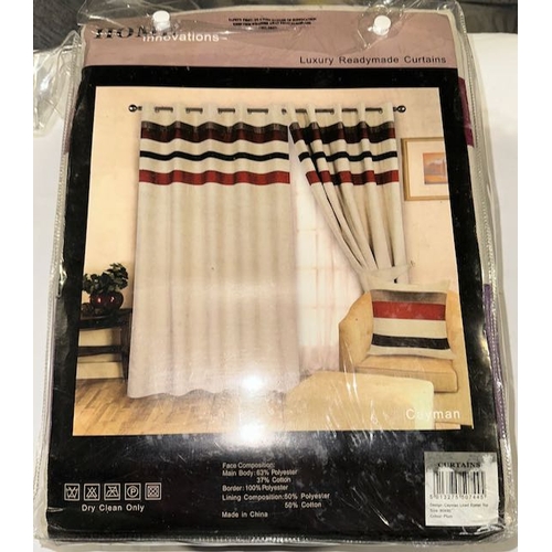 965 - Home Innovations Eyelet Fully Lined Top Curtains With Tie Backs 90 x 90