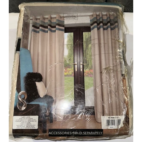 968 - Swatch Box Curtains Lined Eyelet 90 x 90 In Teal RRP £110