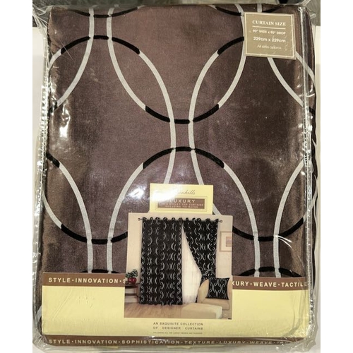 971 - Greenhills Luxury Lined Eyelet Top Curtains & Tiebacks 90 x 90