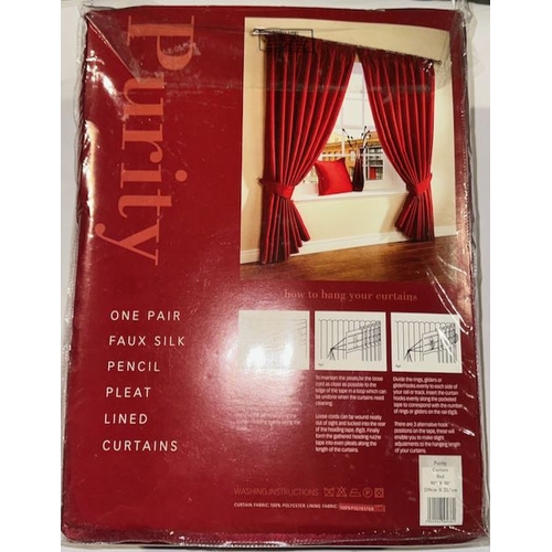 980 - Purity Faux Silk Pencil Pleat Lined Curtains 90 x 90