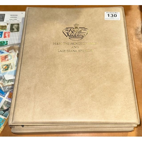 130 - Leather Royal Wedding Prince of Wales & Diana Stamp Album in Sleeve + Stamp Album of Stamps + Select... 