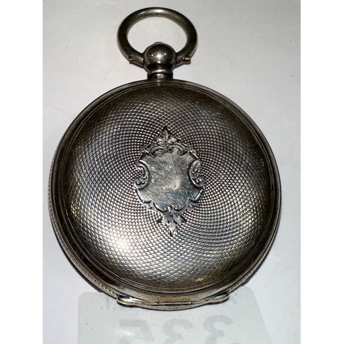 335 - Vintage Pocket Watch Engraved Fine Silver