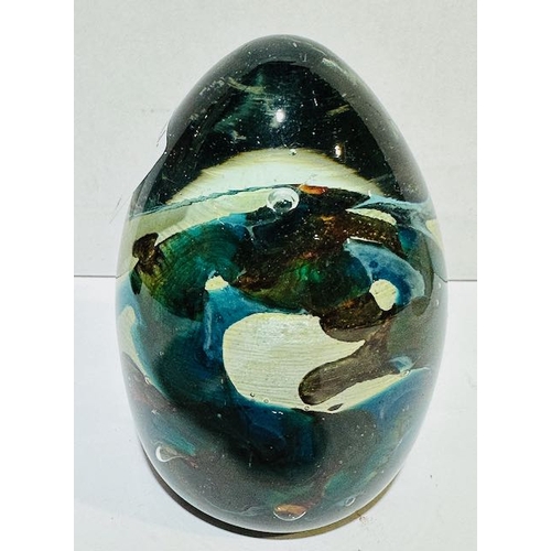 401 - Mdina Glass Oval, Egg 1970s Paperweight