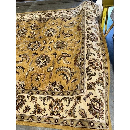 221 - Extra Large  Gold 100% Wool Pile Patterned Rug - Approx 13'6 x 9'6