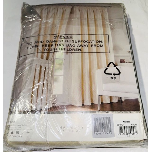 1142 - Harmony At Home Ready Made Pencil Pleat Curtains - Melissa Natural 66x72 RRP £60