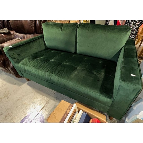 211 - Green Fabric 2 Seater Sofa