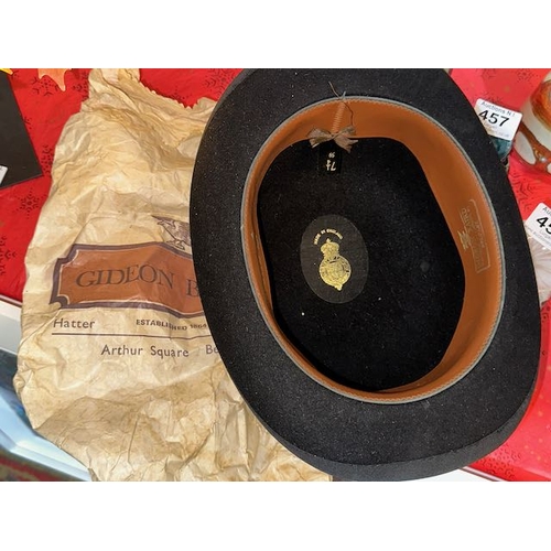 443 - Gideon Baird Hatters - Arthur Sq Belfast Bowler Hat - Size 7 1/4