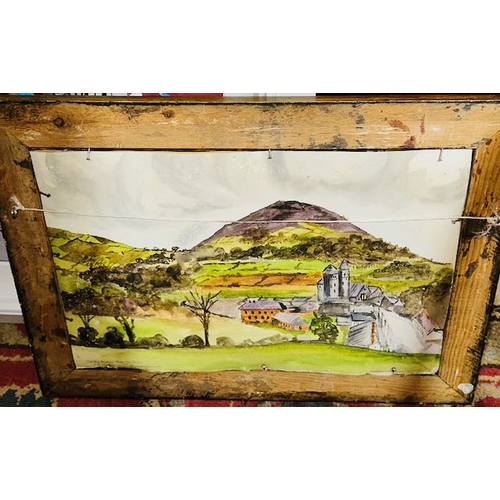 459 - Signed Ltd Ed Sam Maguire Scene by C Hughes Sept 03 with Watercolour of Gorey from Gorey Hill 1942 A... 