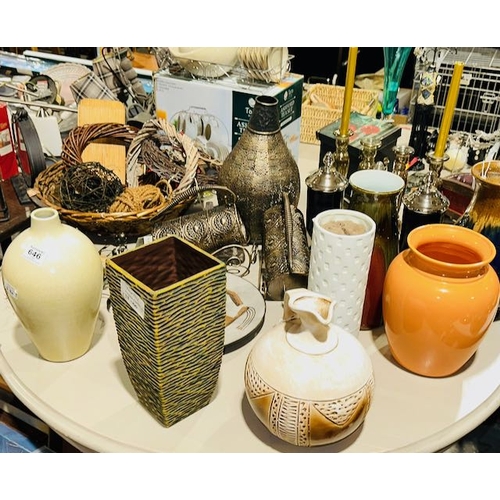 646 - Large Table Lot Of Assorted Unused Home/Giftware - Vases, Wineholders & Wicker Baskets