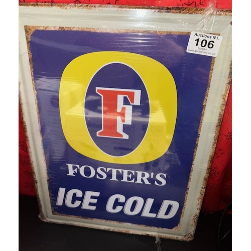 106 - Large Metal Fosters Sign - Approx 1' x 1'4