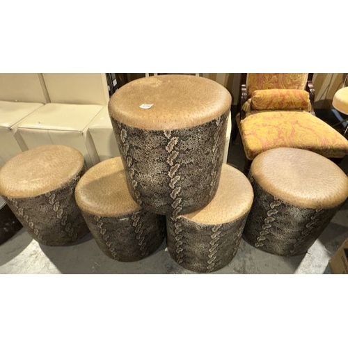 278 - Modern Snakeskin Effect Circular Stool x 5