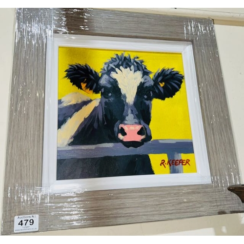 479 - Framed R Keefer Oil - Calf - 18