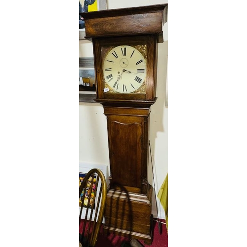 482 - Antique Grandfather Clock with Pendulum & Weights (No Key)