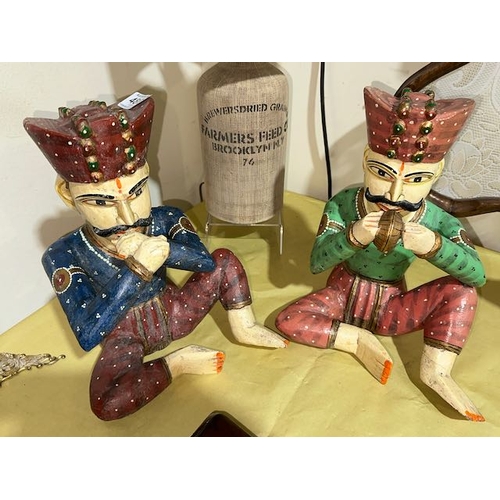 486 - Pair of Carved Wooden Asian Figures