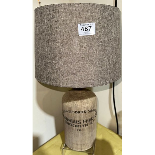 487 - Table Lamp in the Style of Bag of Farmers Feed Grain