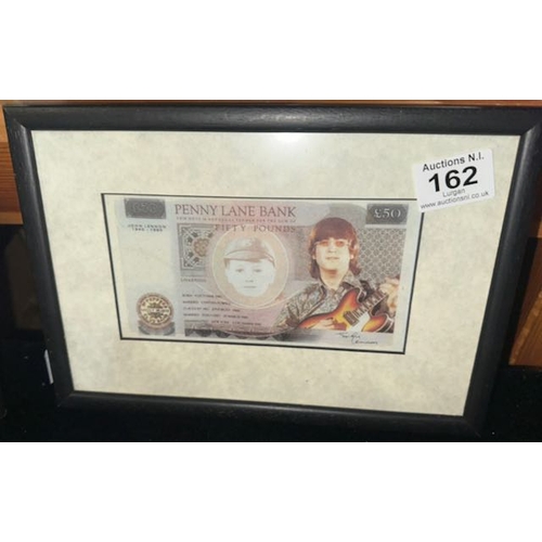 162 - Framed John Lennon Penny Lane Bank £50 Note Print