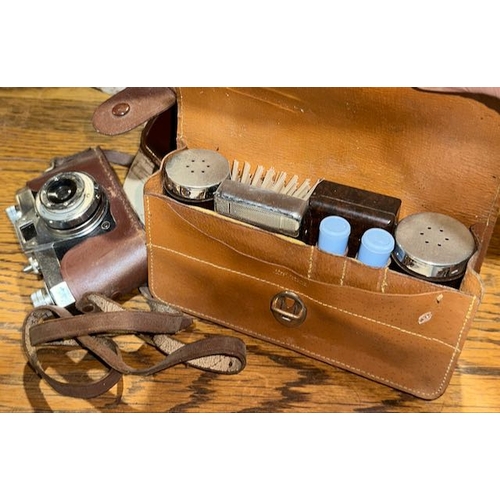 187 - Vintage Grooming Set In Case + Vintage Helina Camera