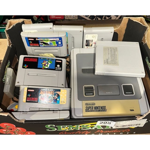 208 - Super Nintendo Console With Controller & 9 Games Incl 3 x Super Mario Games & Super Gamesboy NES Ada... 