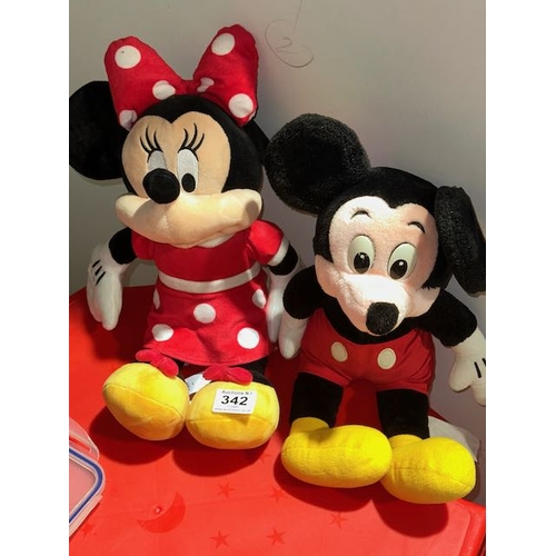 342 - Vintage Mickie Mouse Plush + Minnie Plush