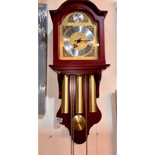 474 - Heavy Schmeckenbecher Triple Weight Open Wall Clock