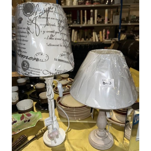 843 - Shabby Chic Table Lamp With Shade x 2 - Unused