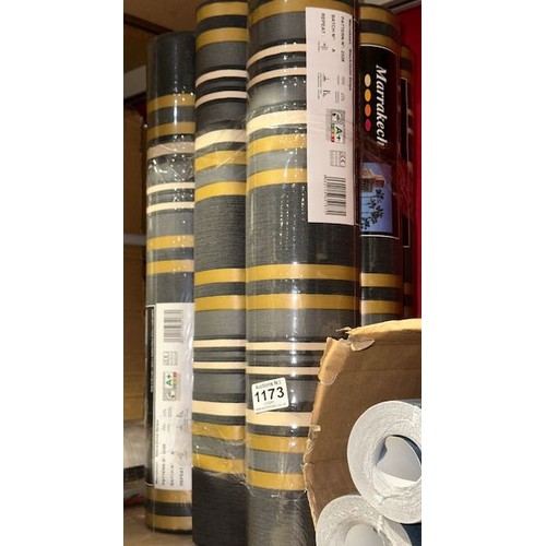 1173 - 5 Sealed 1 Part Roll Marrakech By Debona Black Gold Stripe Wallpaper Approx 57sqft per Roll