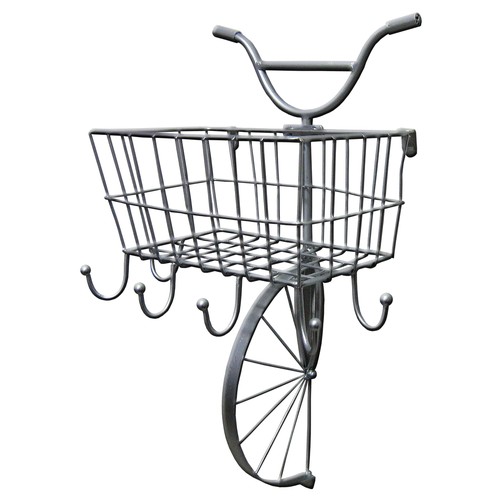 954 - Metal Bicycle Front Basket Letter Rack with Hooks - 31x18x50cm (2050556)